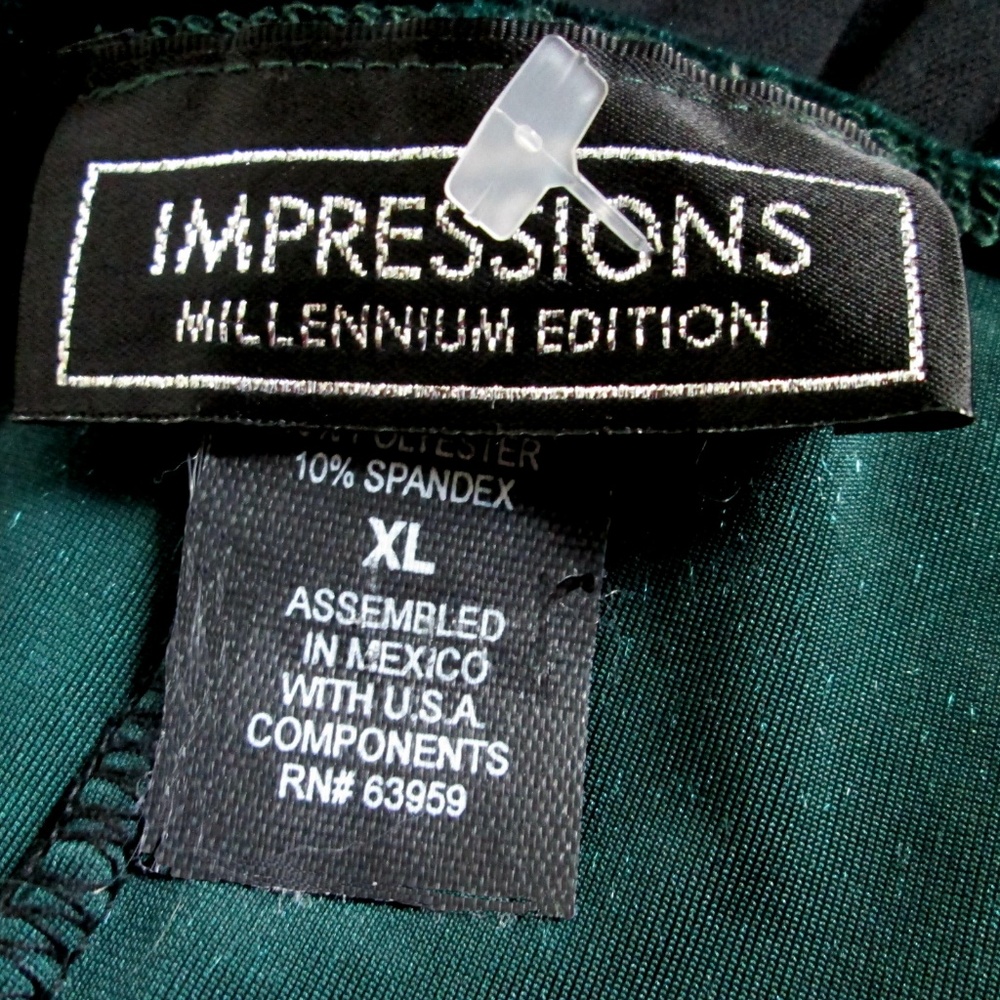 Impressions Dark Green Stretch Velvet Dress XL NWO - Picture 3 of 4